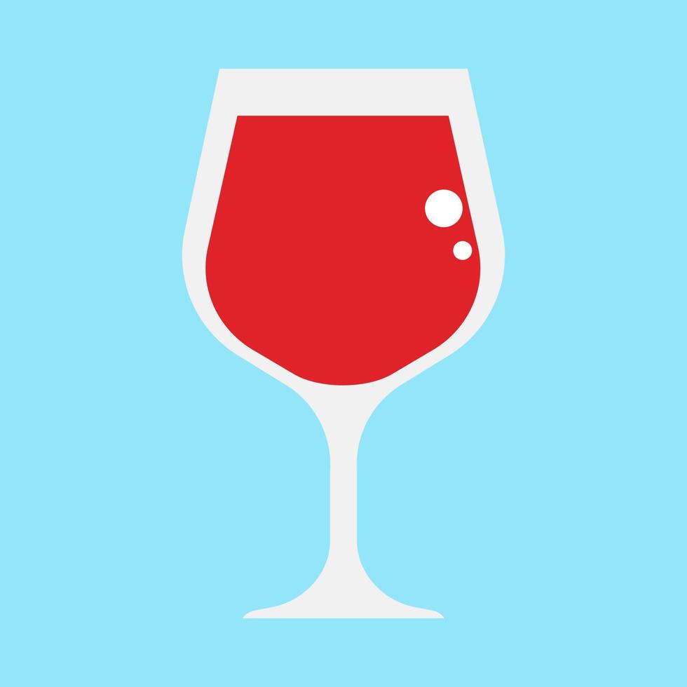 Wine glass red flat taste vector drink. Romantic alcohol glassware sommelier icon