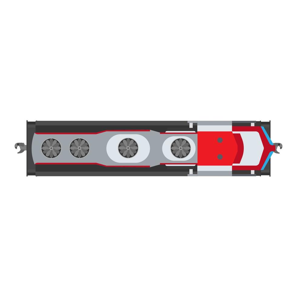 Train top view vector flat transport railway. Cartoon track railroad travel locomotive city. Traffic cargo passenger urban wagon