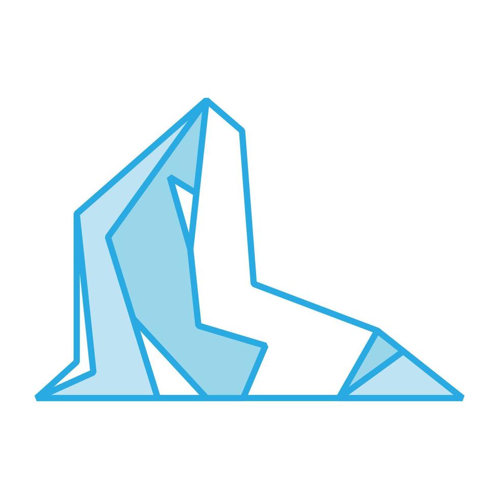 Iceberg vector icon and blue illustration underwater sea. Nature deep ocean and polar antarctic cold. Arctic freeze mountain glacier symbol and frozen berg design. Abstract under north landscape