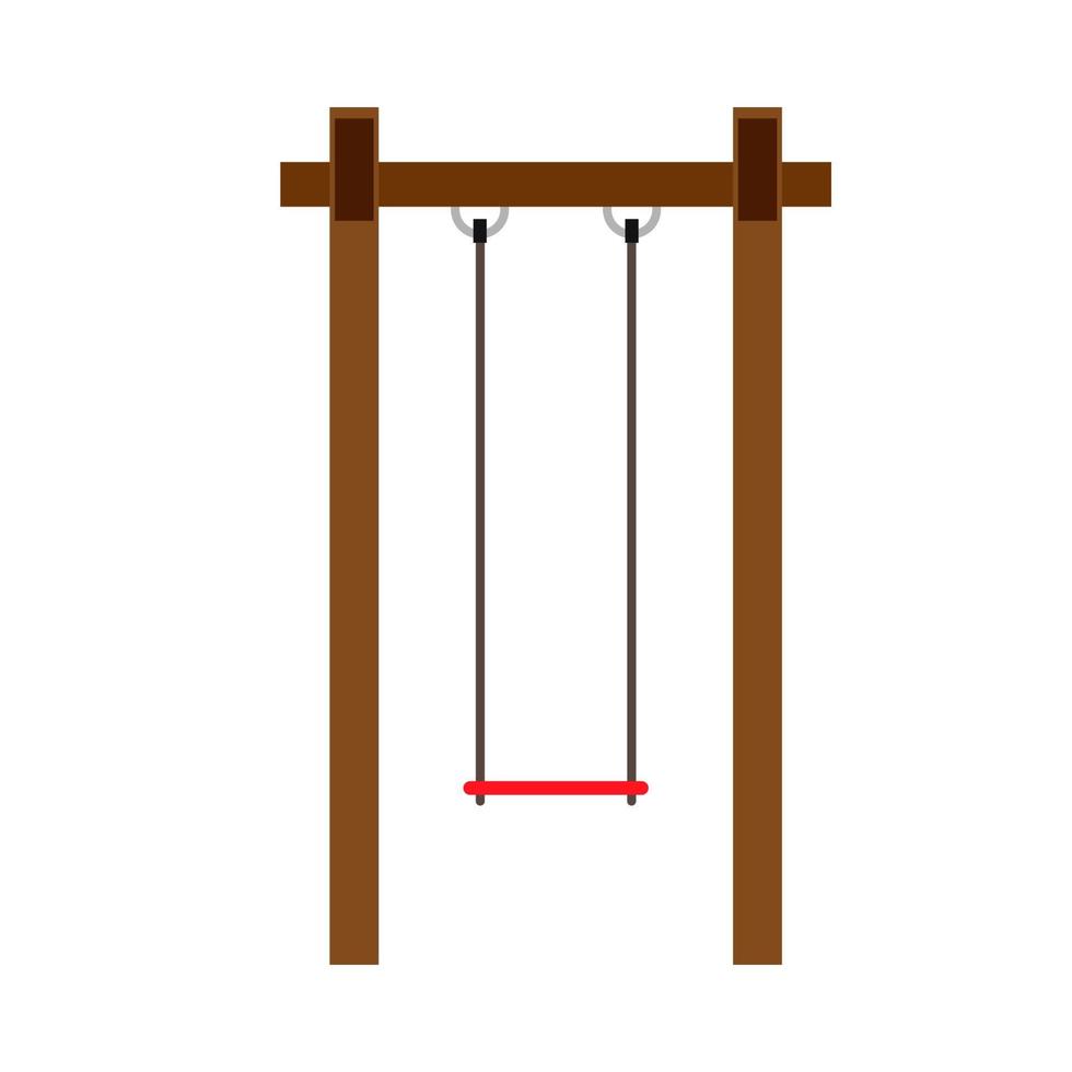 Children swing activity leisure game playing vector  icon. Outdoor pictogram wooden playground park equipment