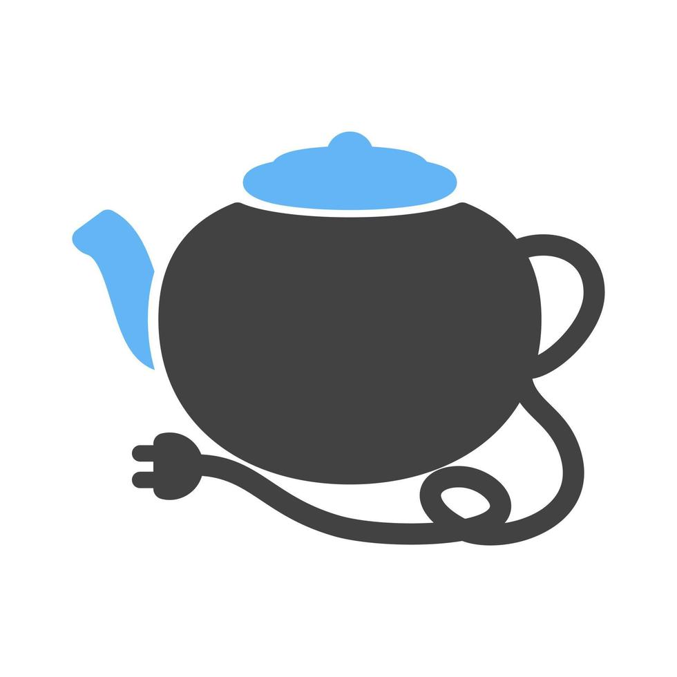 Tea kettle Glyph Blue and Black Icon vector
