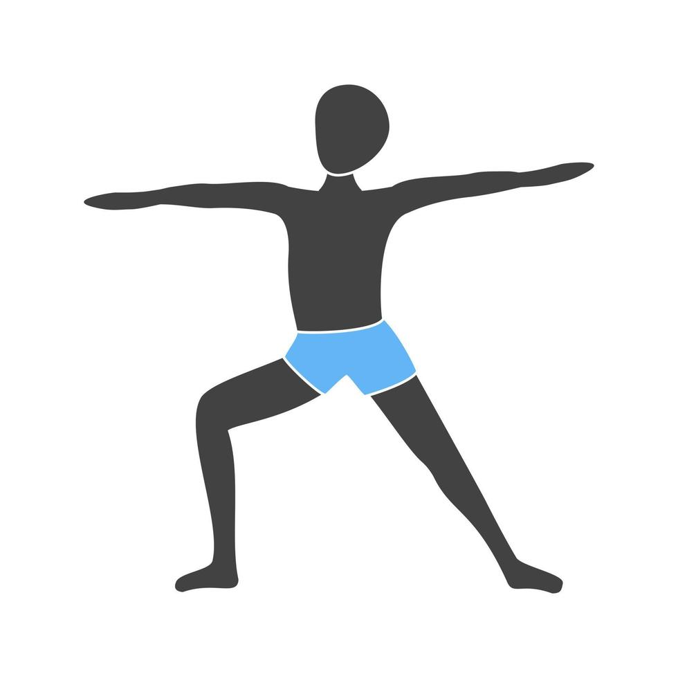 Warrior Pose Right Glyph Blue and Black Icon vector