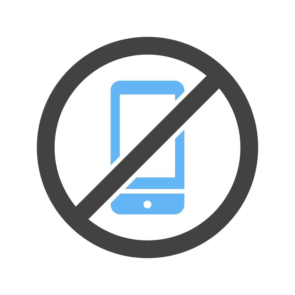 No Cell Phones Glyph Blue and Black Icon vector