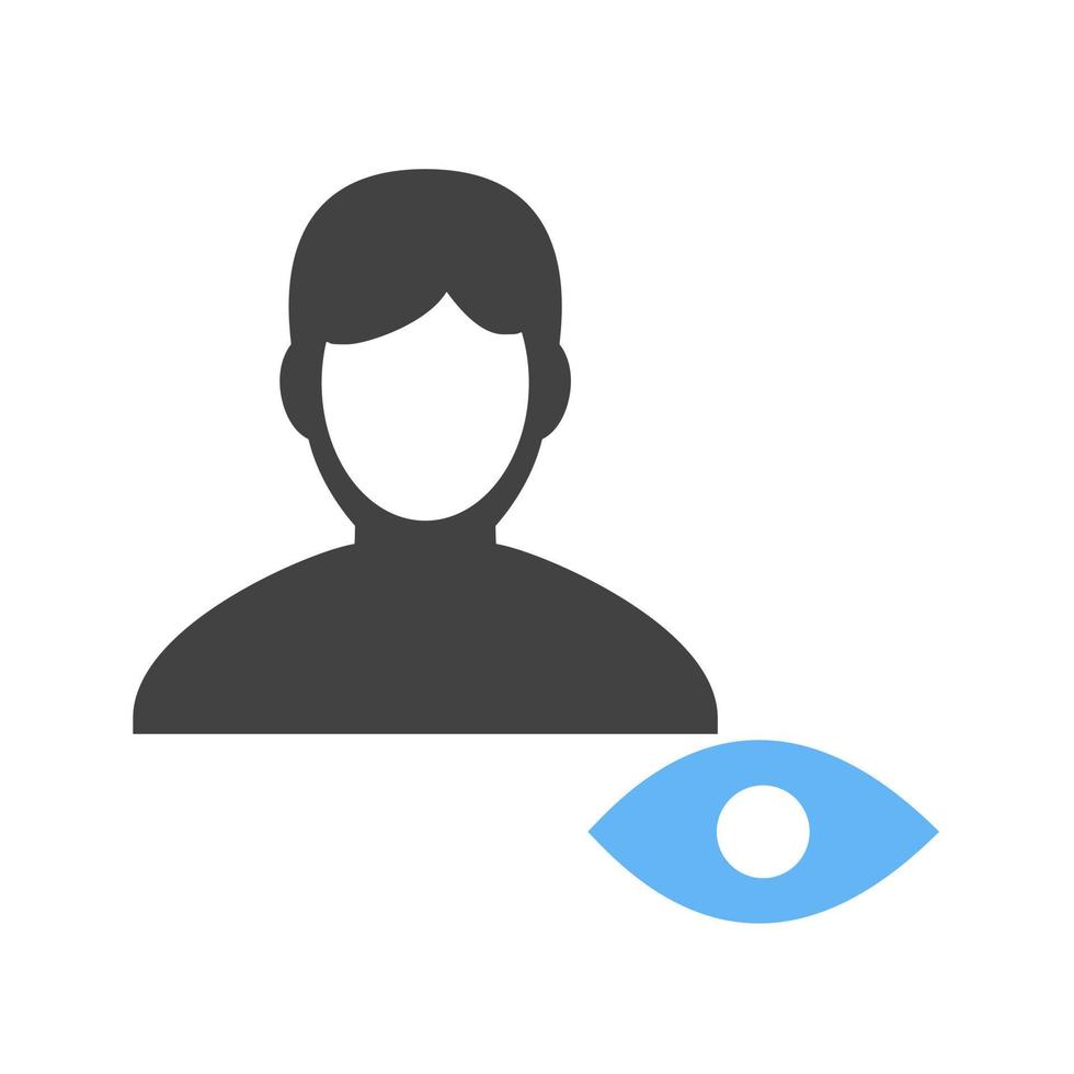 View Male Profile Glyph Blue and Black Icon vector