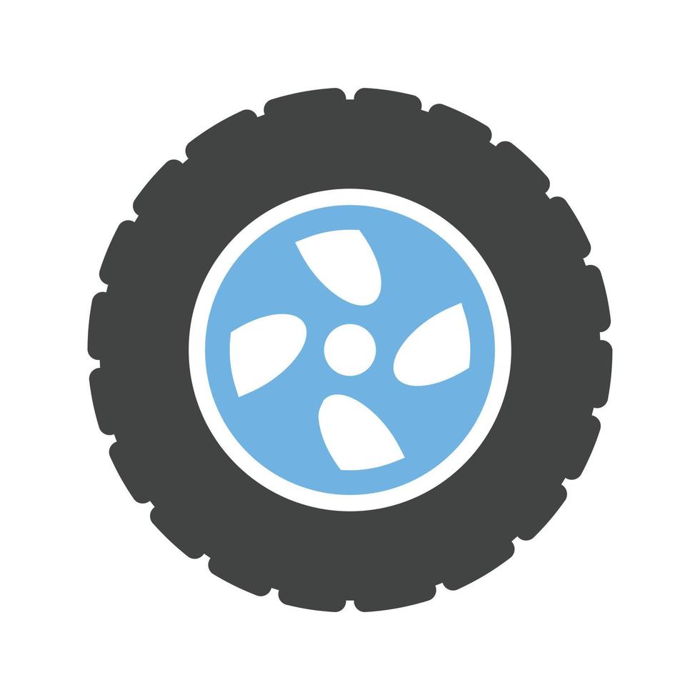 neumático i glifo icono azul y negro vector