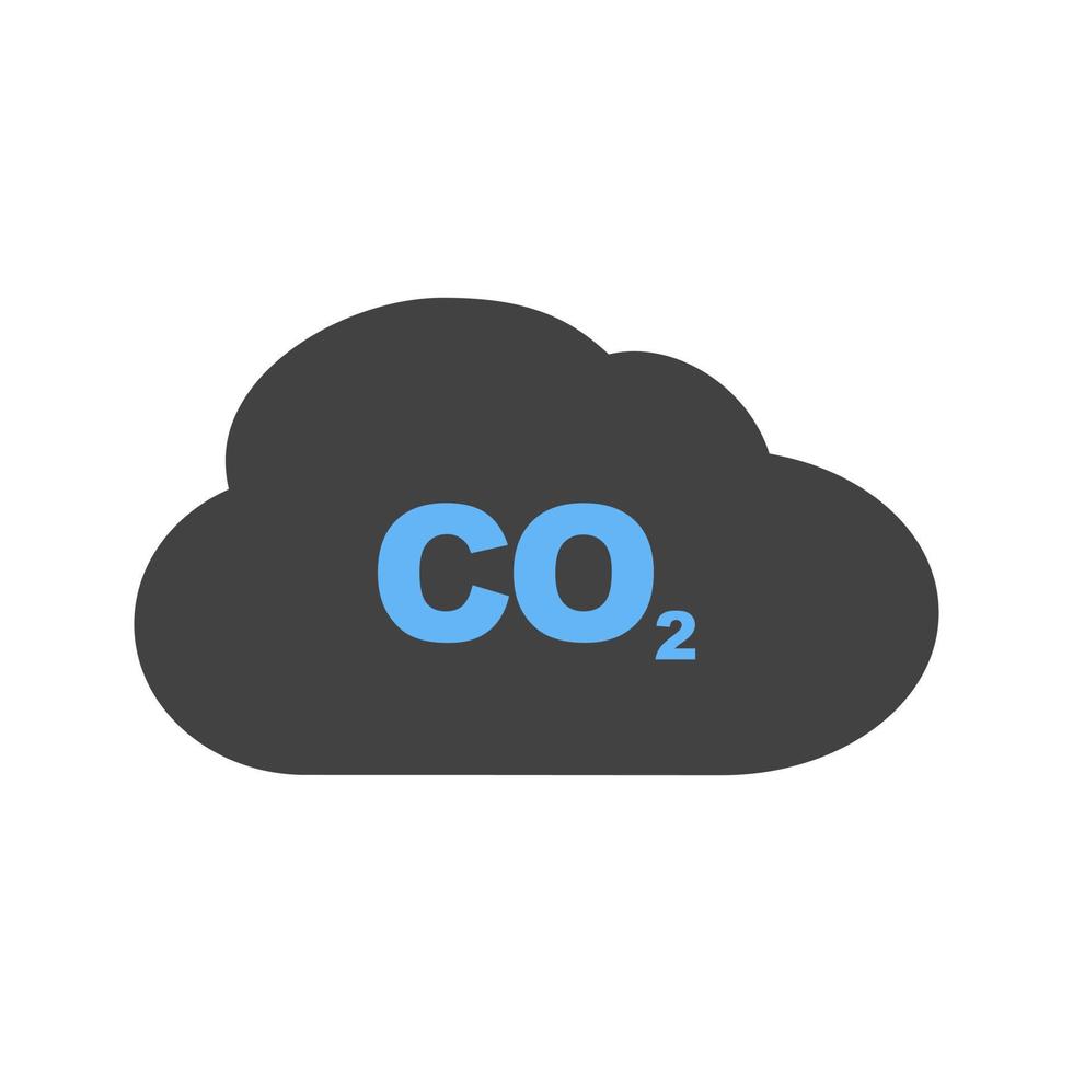 icono de glifo de gas de dióxido de carbono azul y negro vector