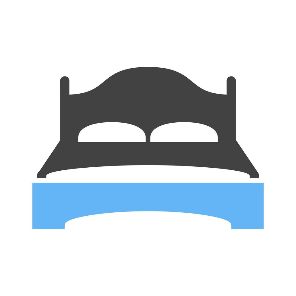 cama doble ii glifo icono azul y negro vector