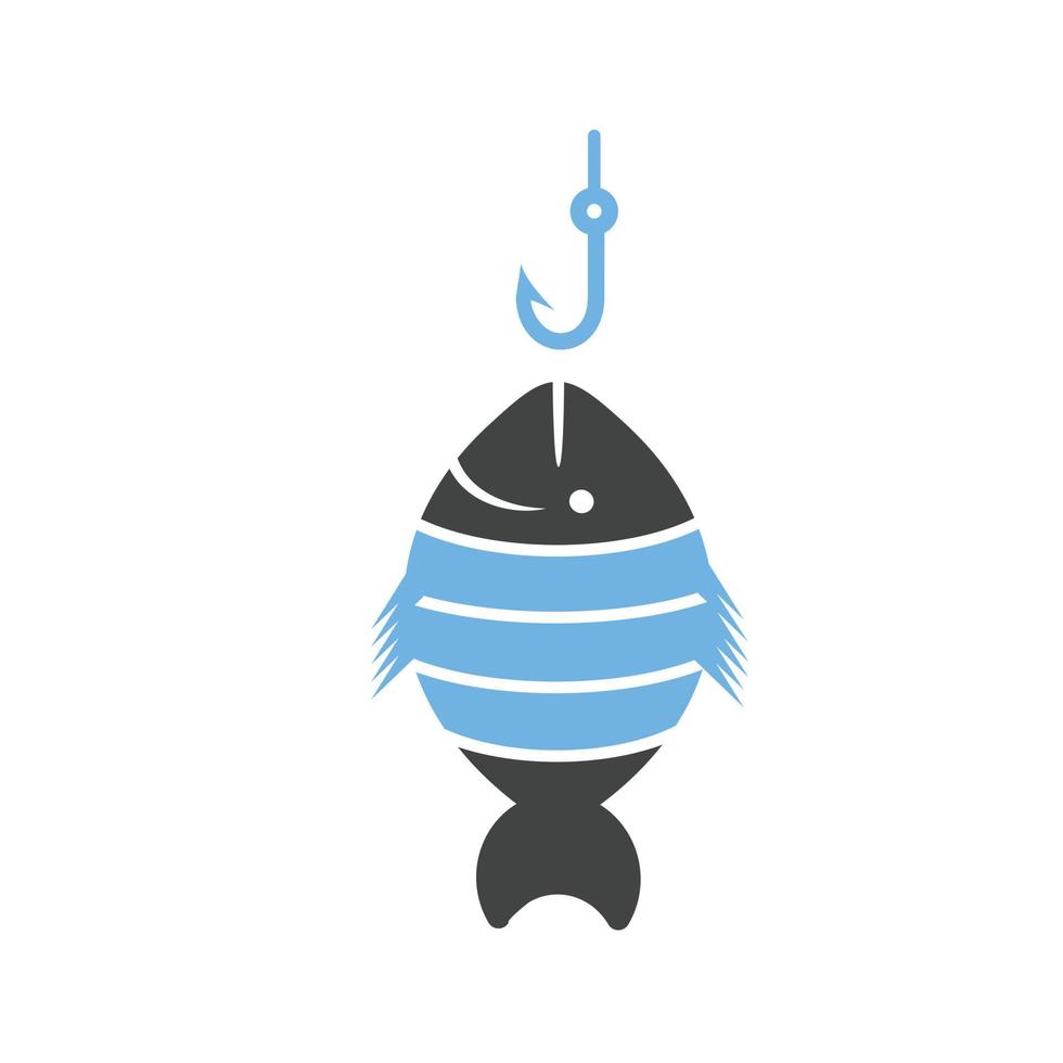 pescado capturado glifo icono azul y negro vector