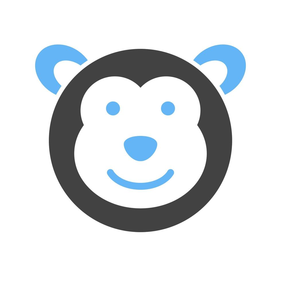 Monkey Face Glyph Blue and Black Icon vector