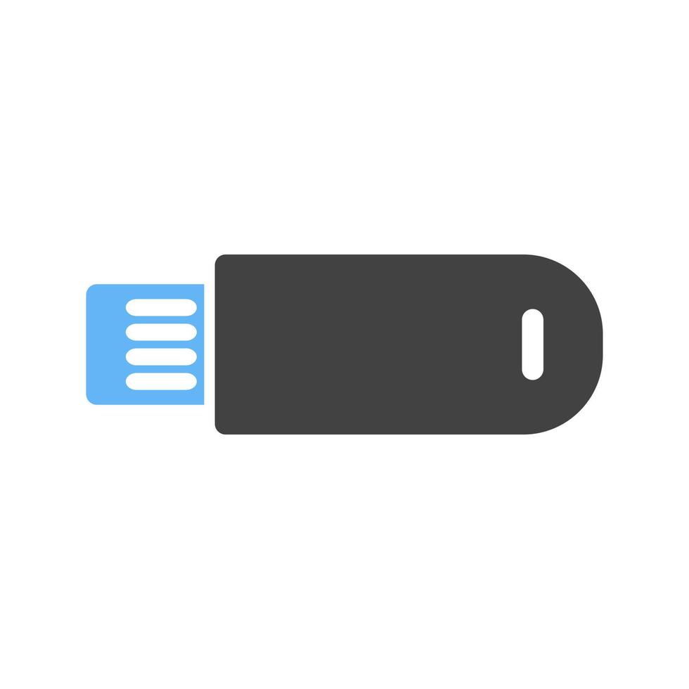 USB Cable Glyph Blue and Black Icon vector