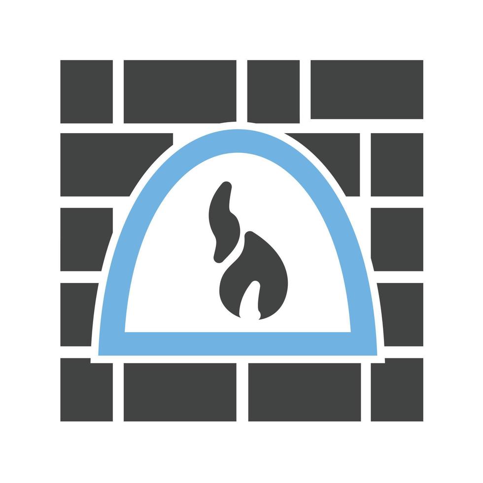 horno de fuego glifo icono azul y negro vector