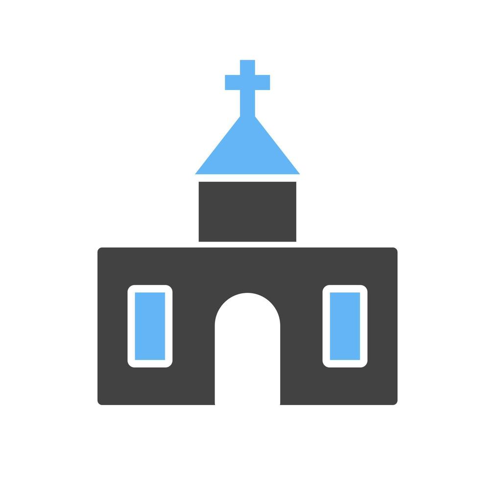 iglesia glifo icono azul y negro vector
