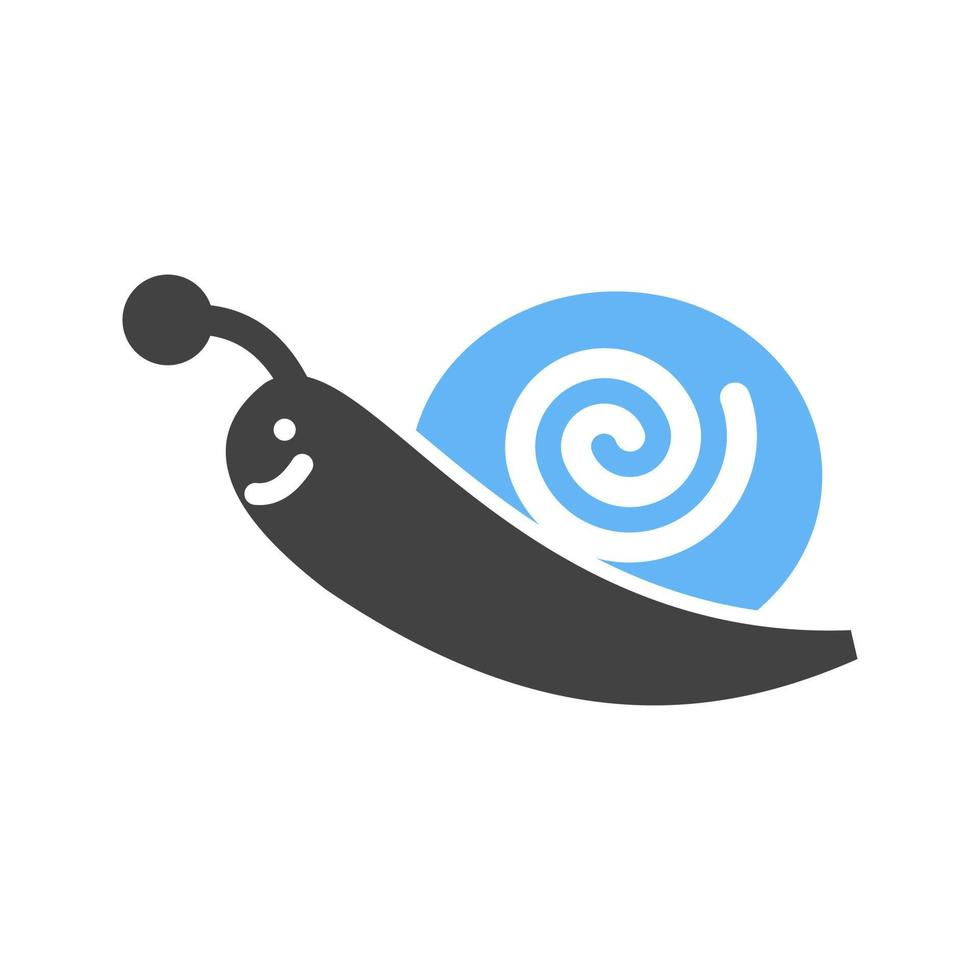 caracol glifo icono azul y negro vector