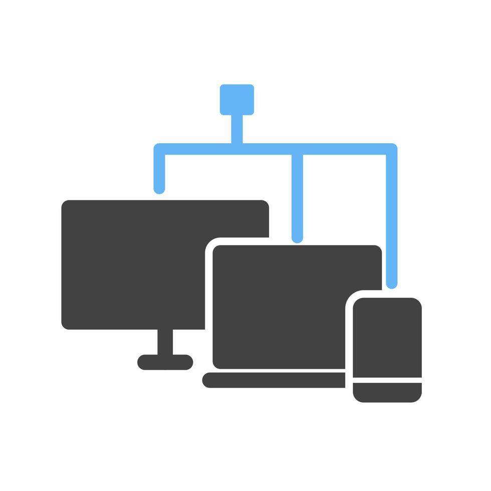 dispositivos conectados glifo icono azul y negro vector