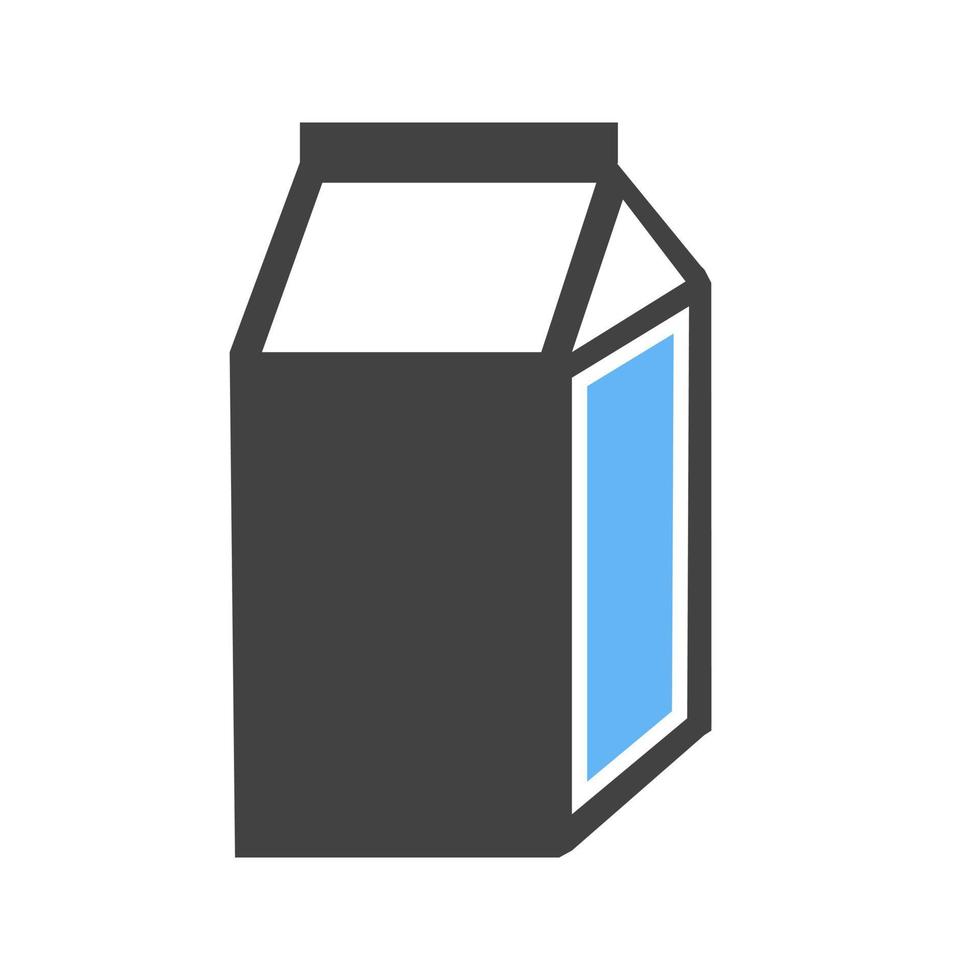 caja de leche glifo icono azul y negro vector