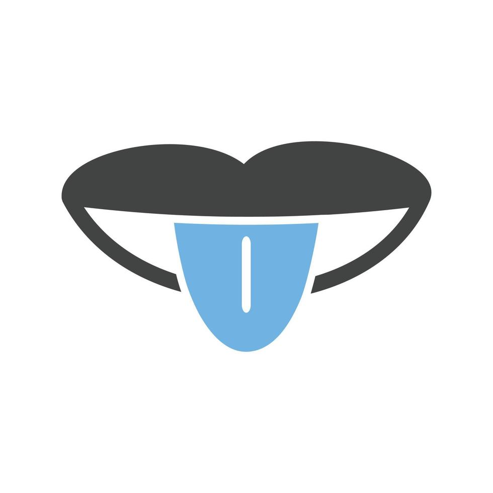 Tongue Glyph Blue and Black Icon vector