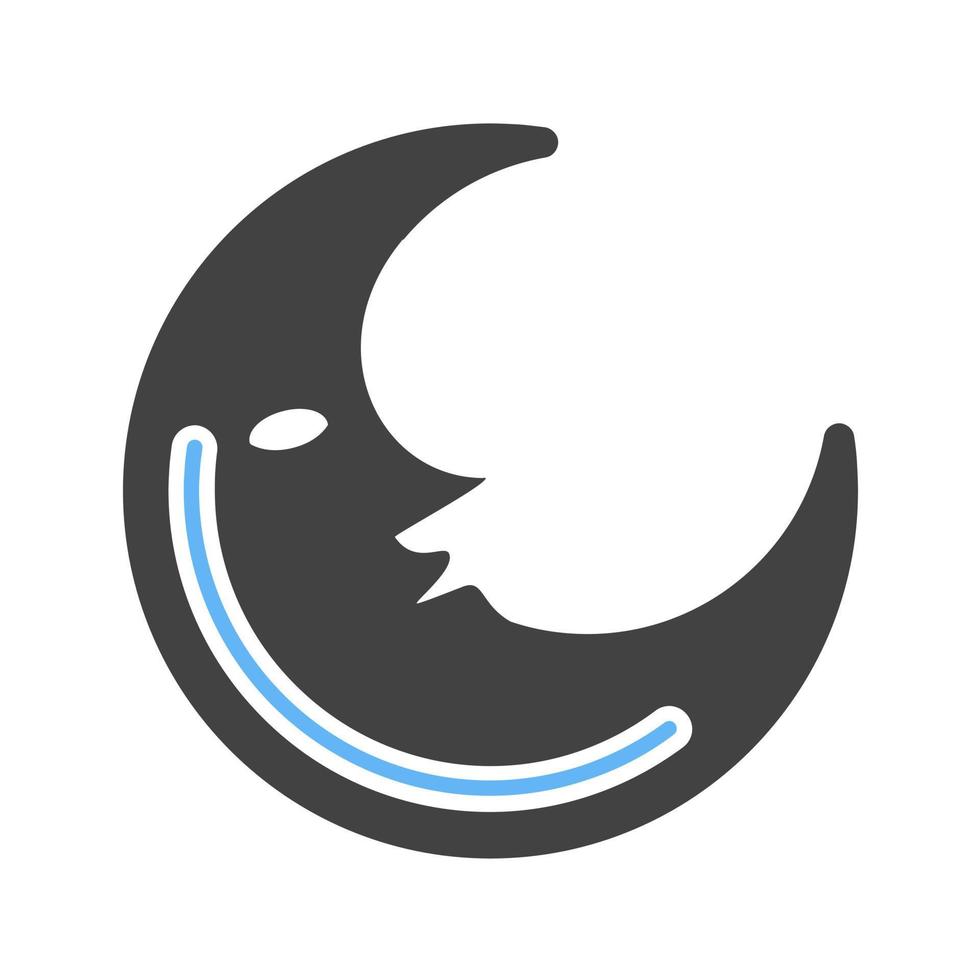 Half Moon Glyph Blue and Black Icon vector