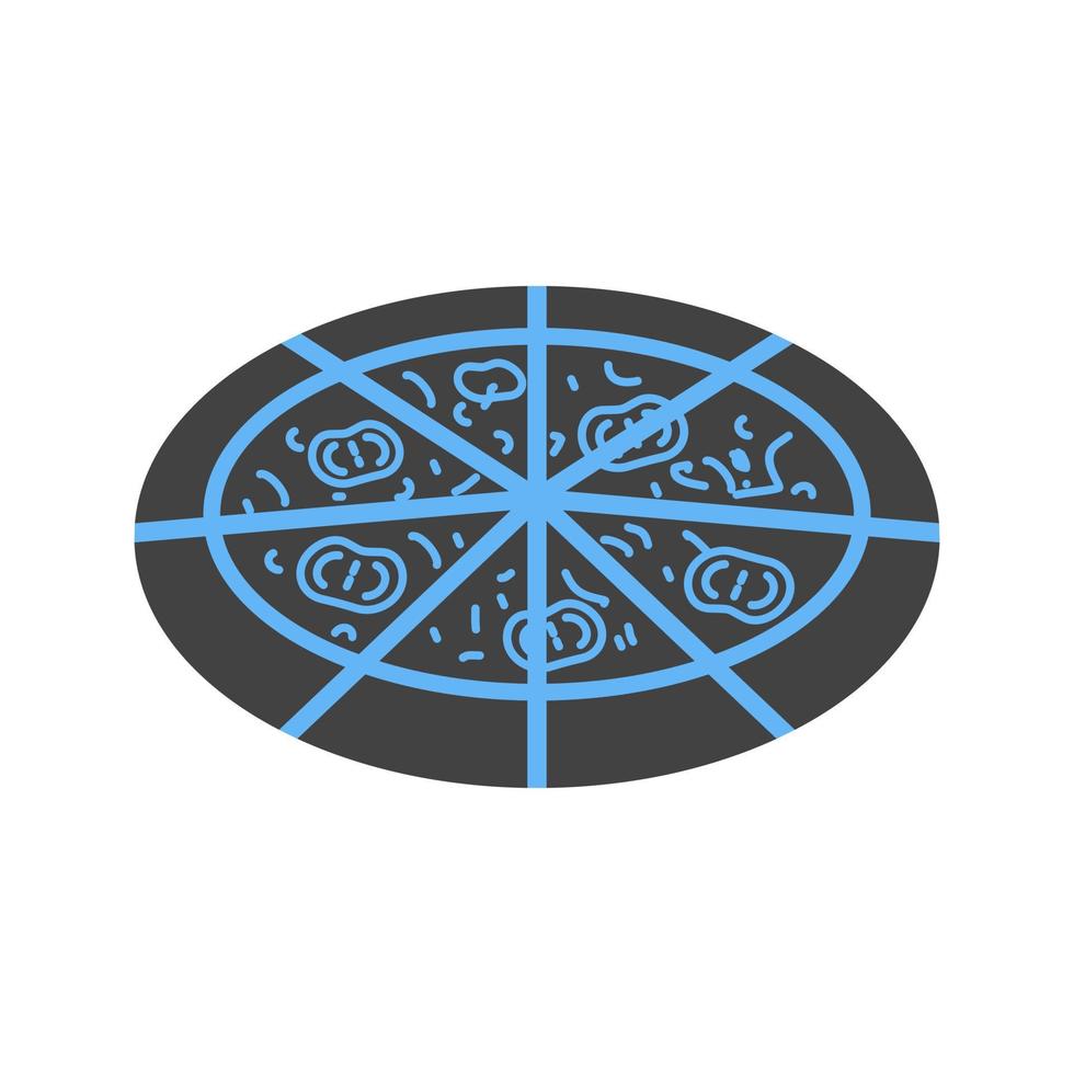 Pizza Glyph Blue and Black Icon vector