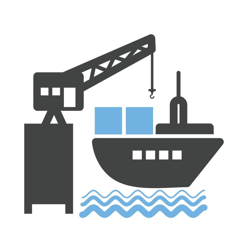 Delivery via Shipping Glyph Blue and Black Icon vector