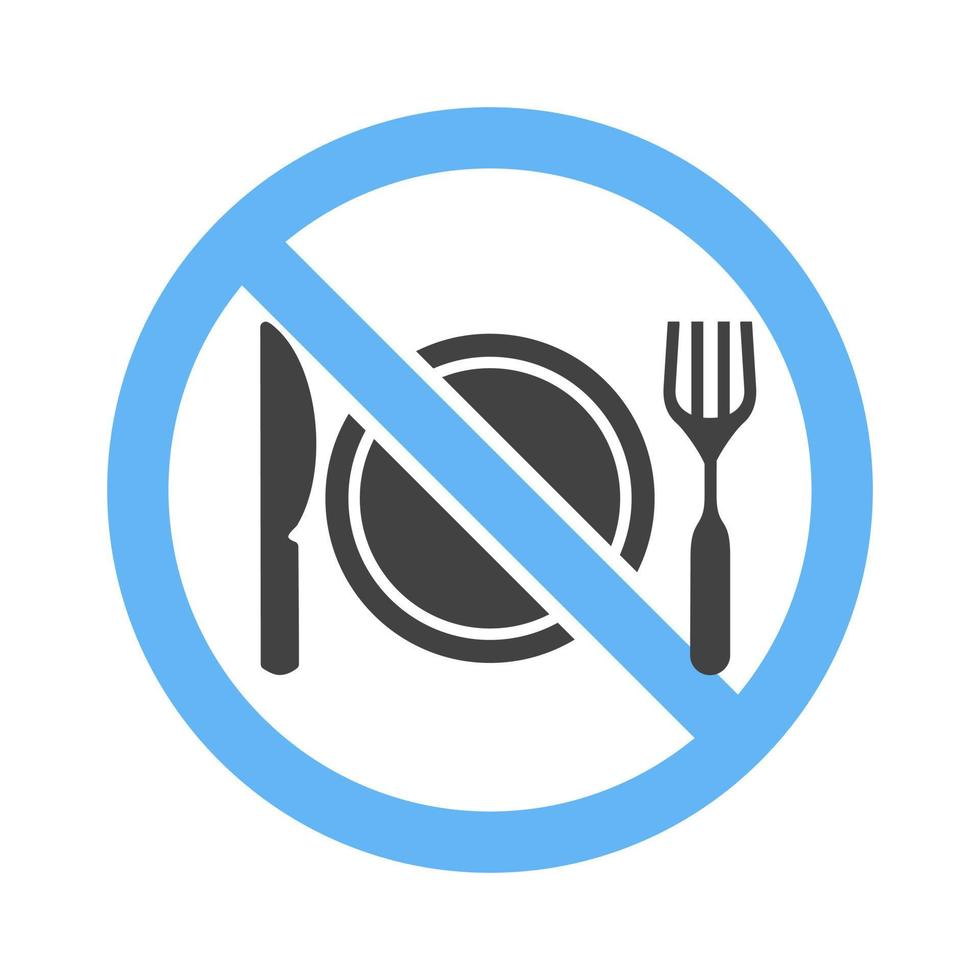 no hay glifo de comida icono azul y negro vector