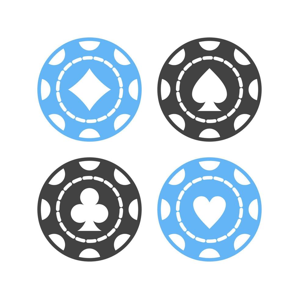 Casino Chips Glyph Blue and Black Icon vector