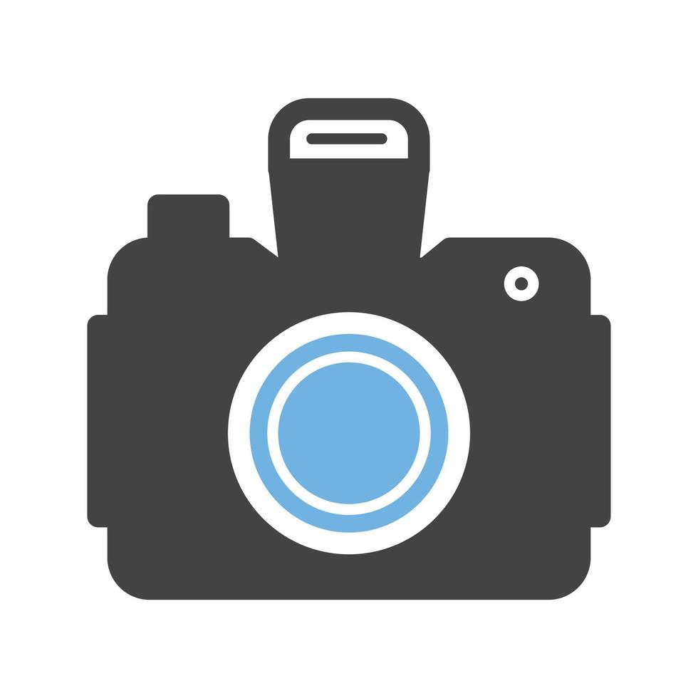 Camera II Glyph Blue and Black Icon vector