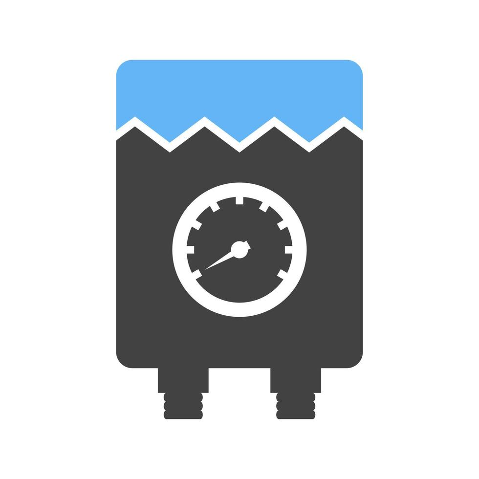 calentador de agua glifo icono azul y negro vector