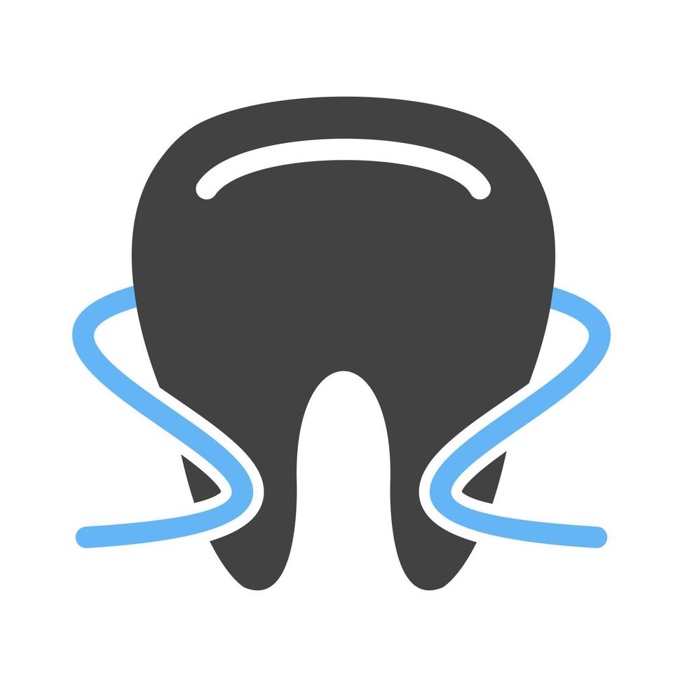 hilo dental i glifo icono azul y negro vector