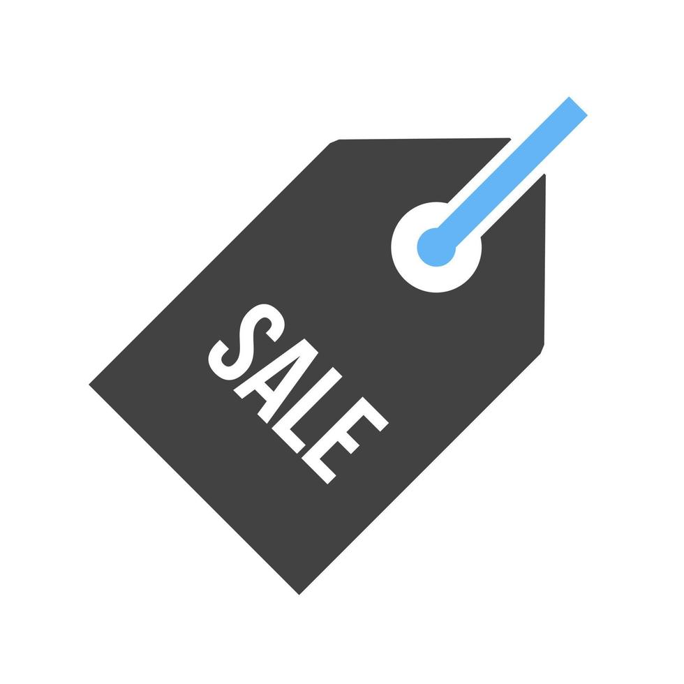 etiqueta de venta glifo icono azul y negro vector