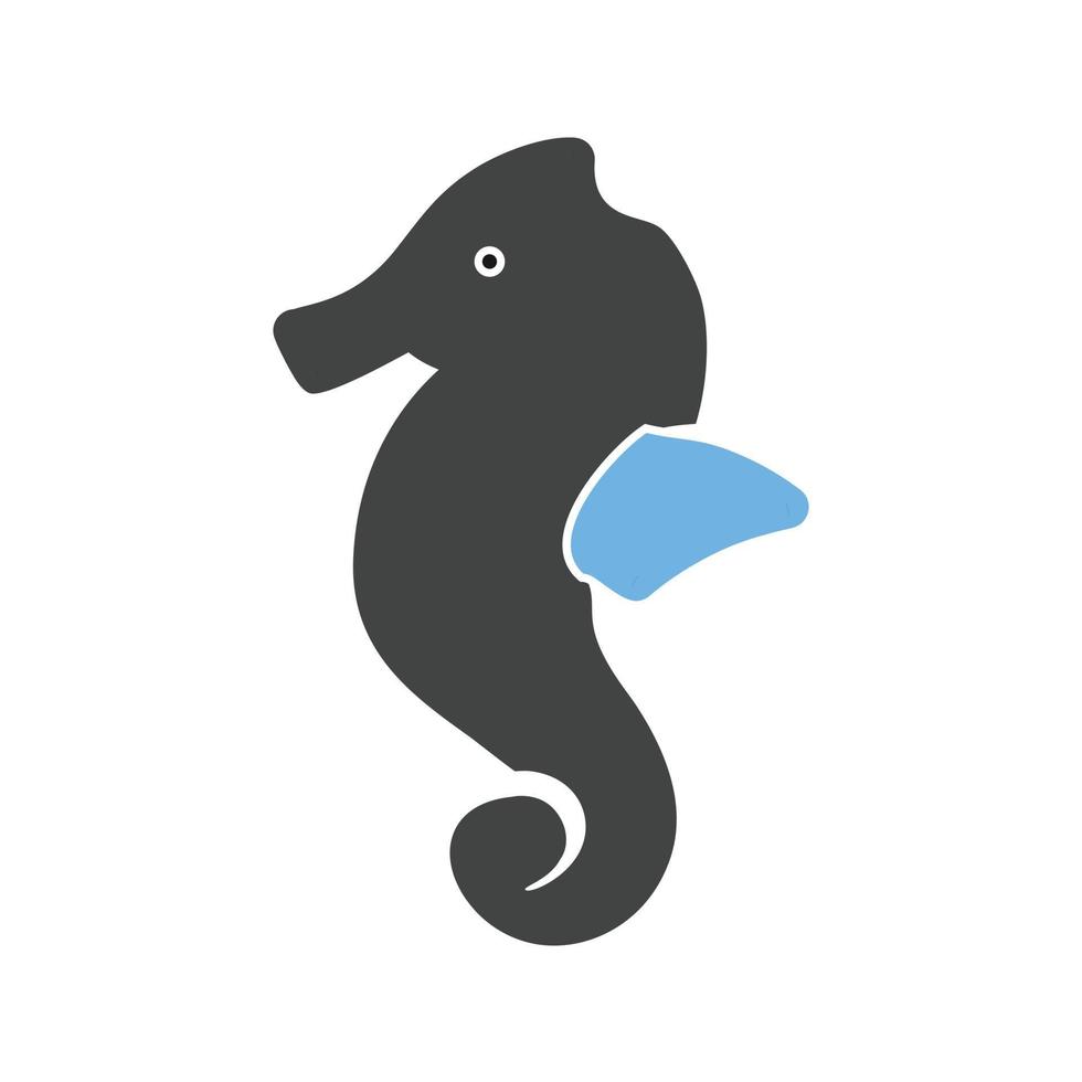 Sea Horse Glyph Blue and Black Icon vector