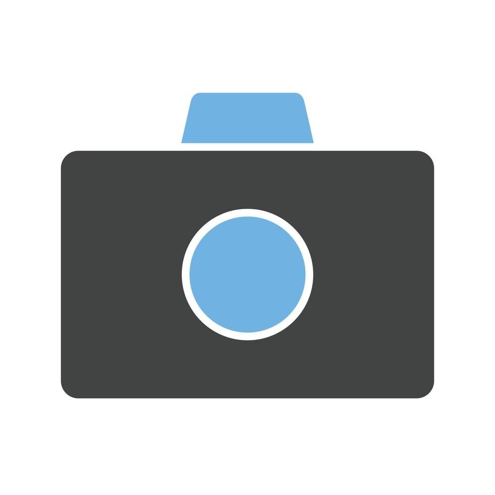 Camera II Glyph Blue and Black Icon vector