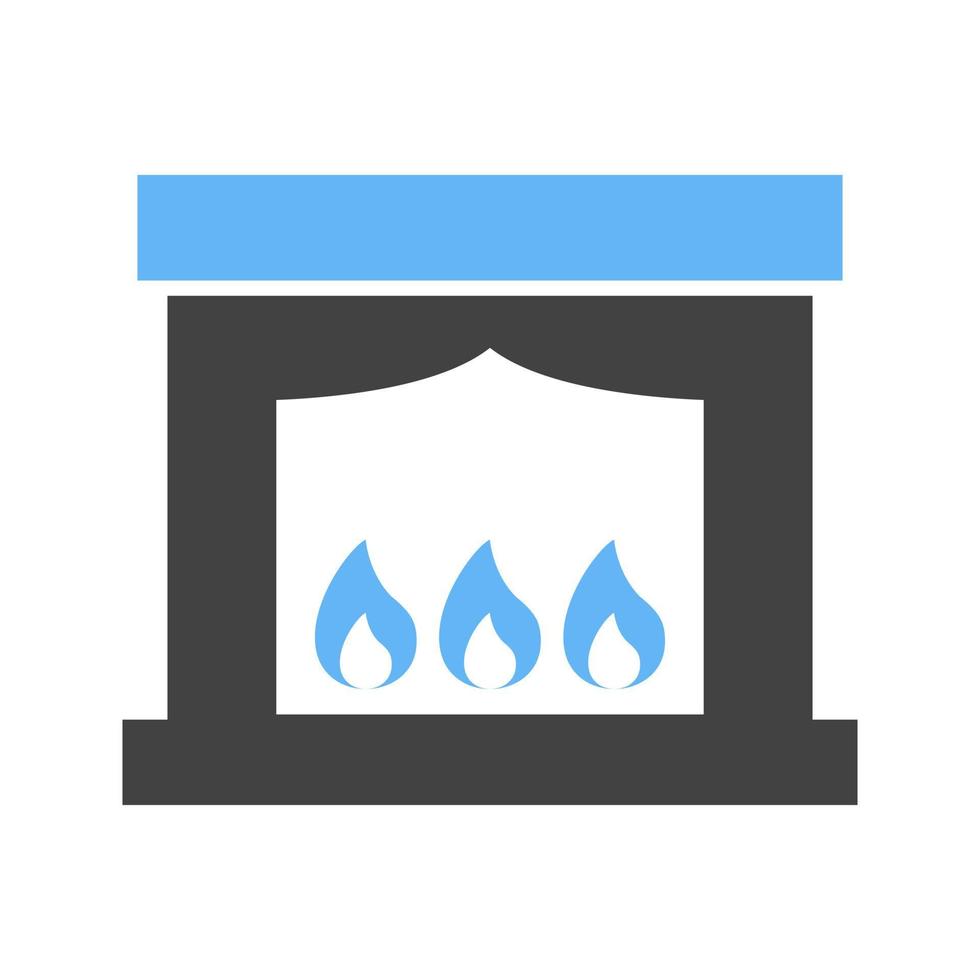 Electric Fireplace Glyph Blue and Black Icon vector