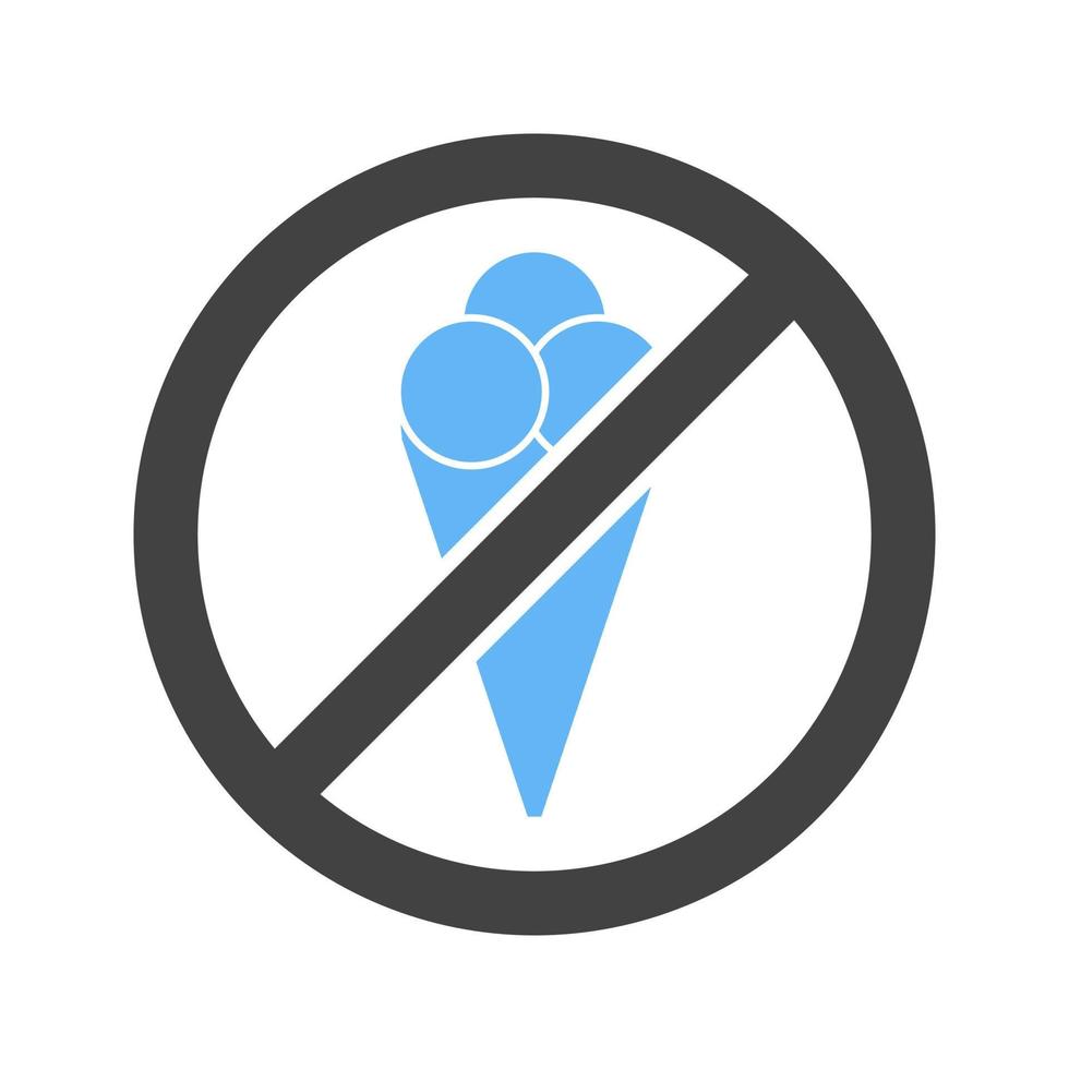 No Icecream Glyph Blue and Black Icon vector