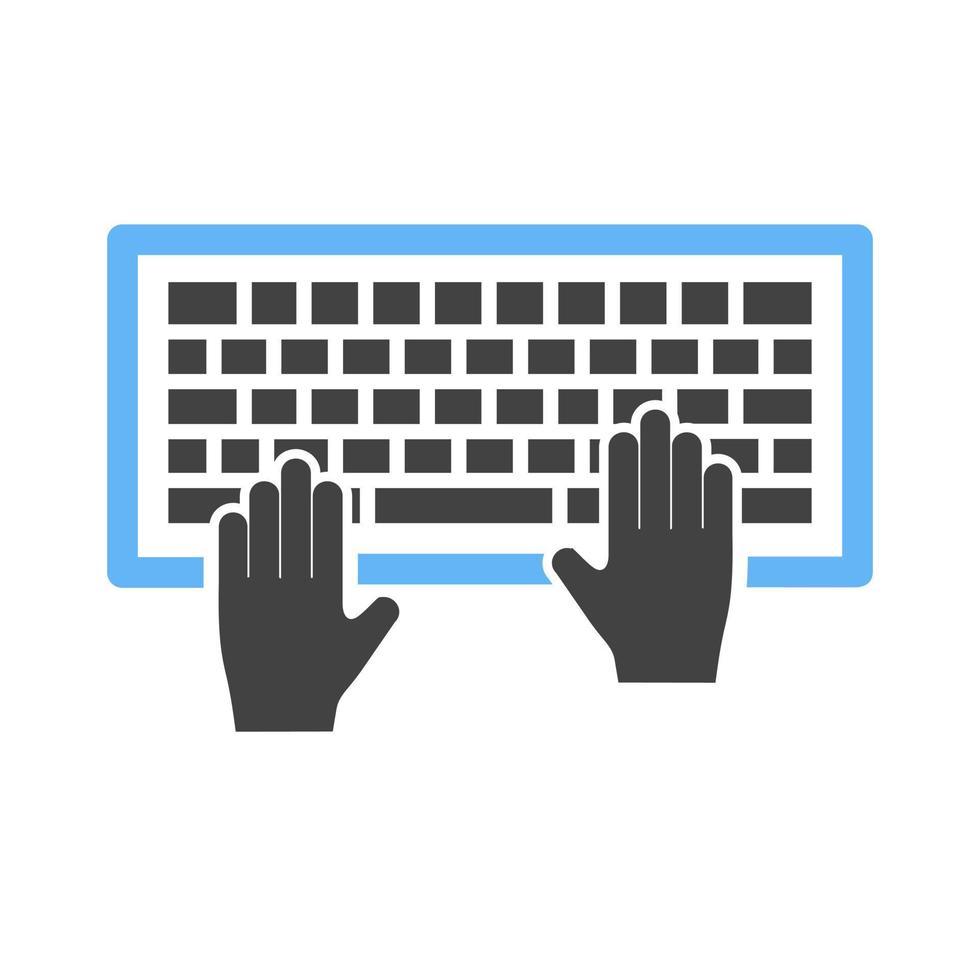 Using Keyboard Glyph Blue and Black Icon vector