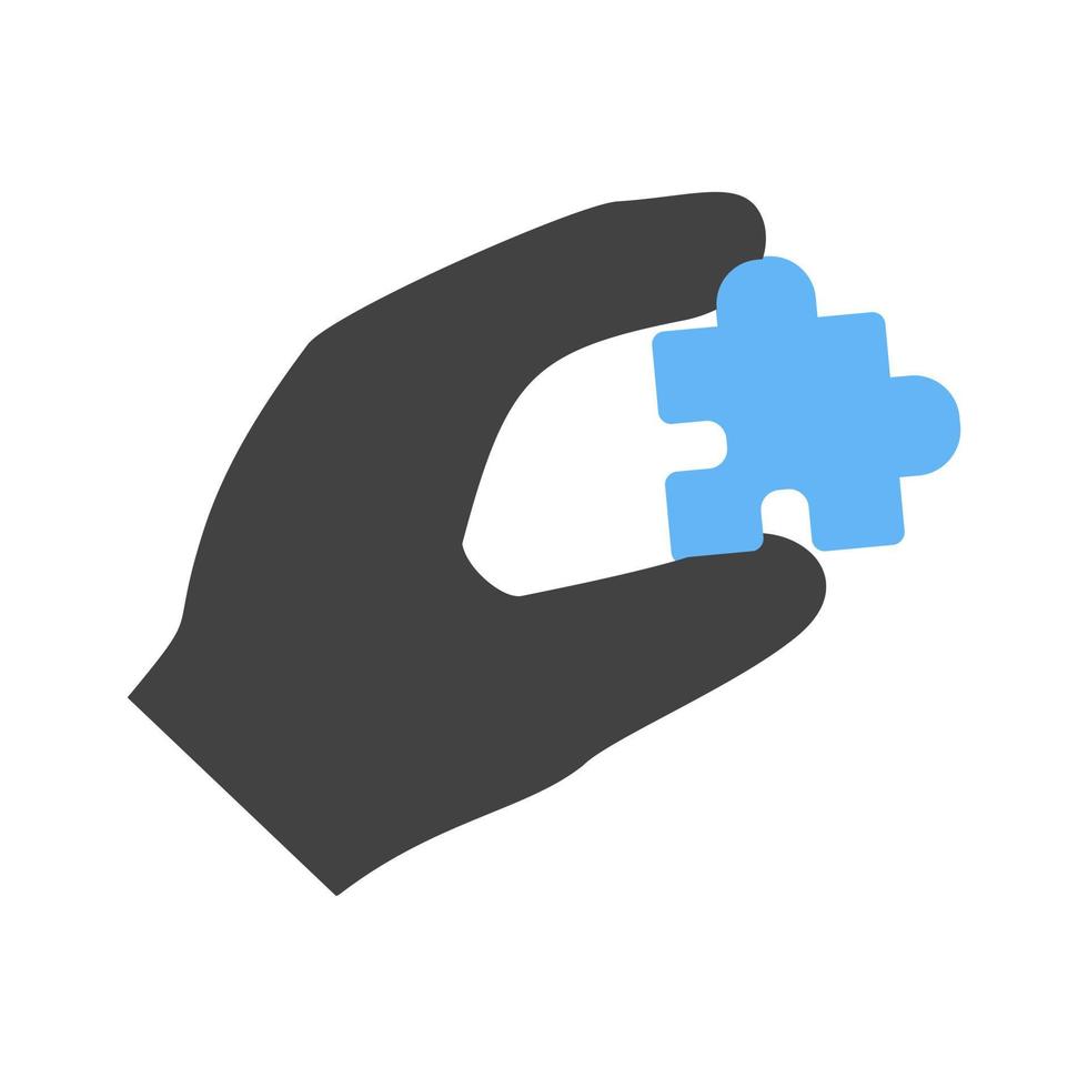 Holding Puzzle Piece Glyph Blue and Black Icon vector