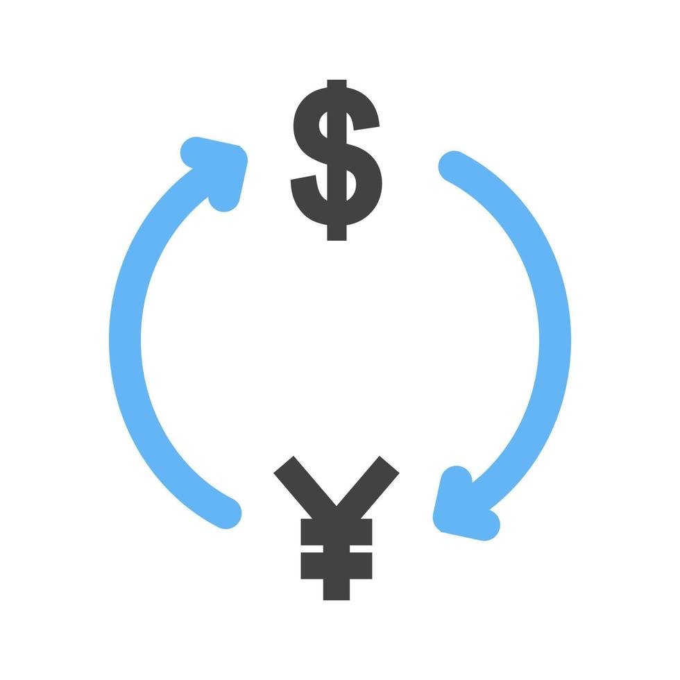 Dollar to Yen Glyph Blue and Black Icon vector