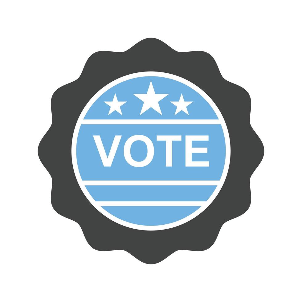 Vote Sticker Glyph Blue and Black Icon vector