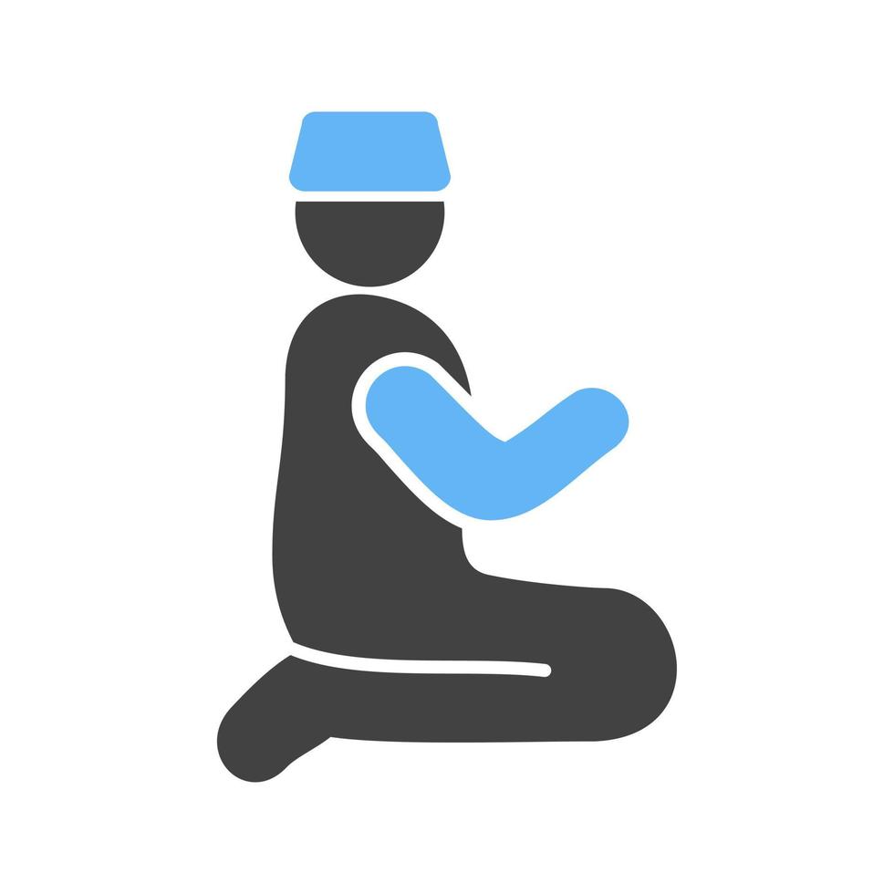 Praying Glyph Blue and Black Icon vector