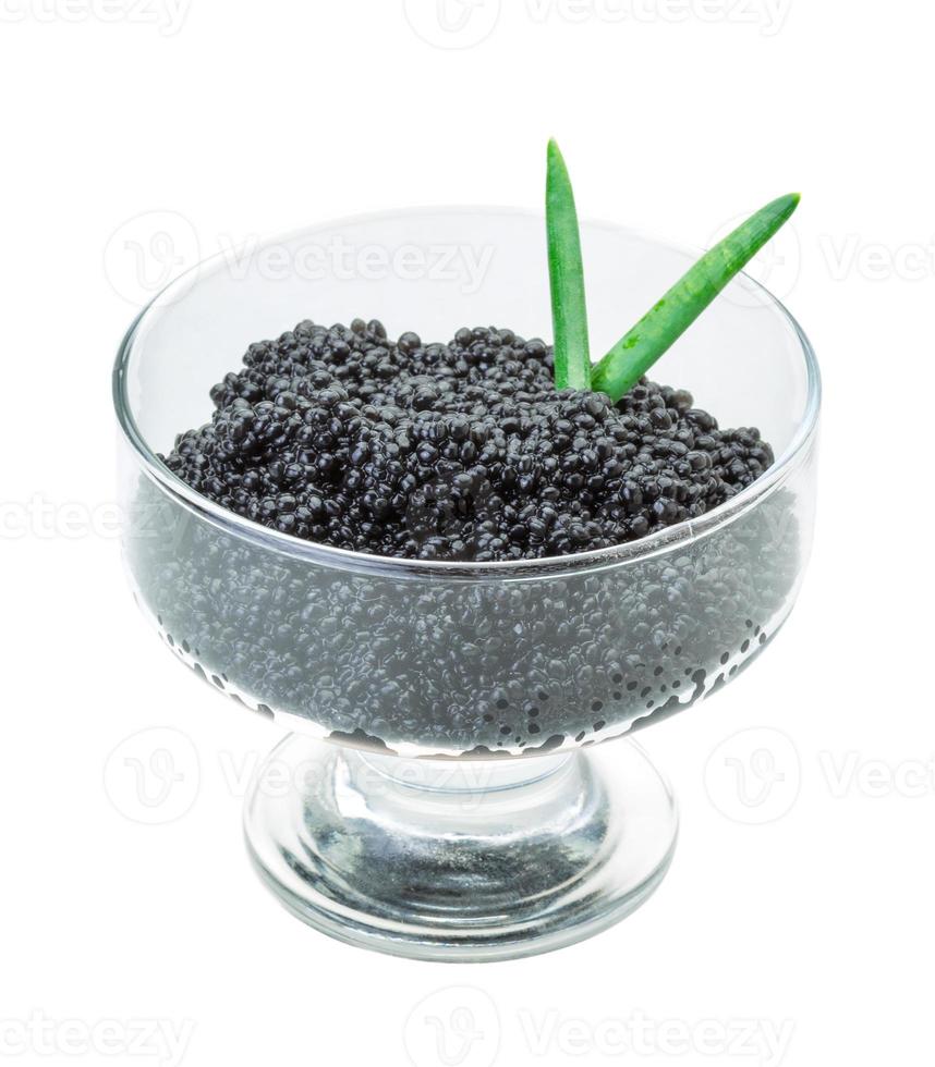 Black caviar on white background photo