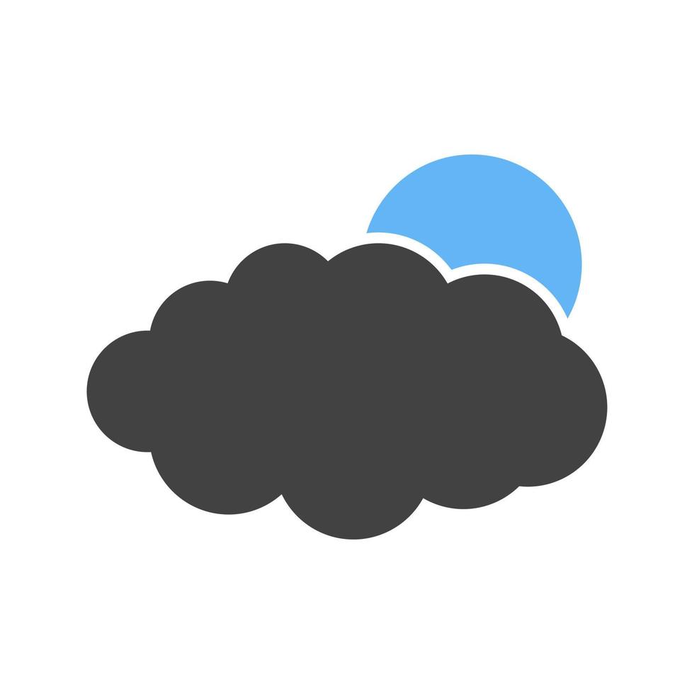 Sun Cloud Glyph Blue and Black Icon vector