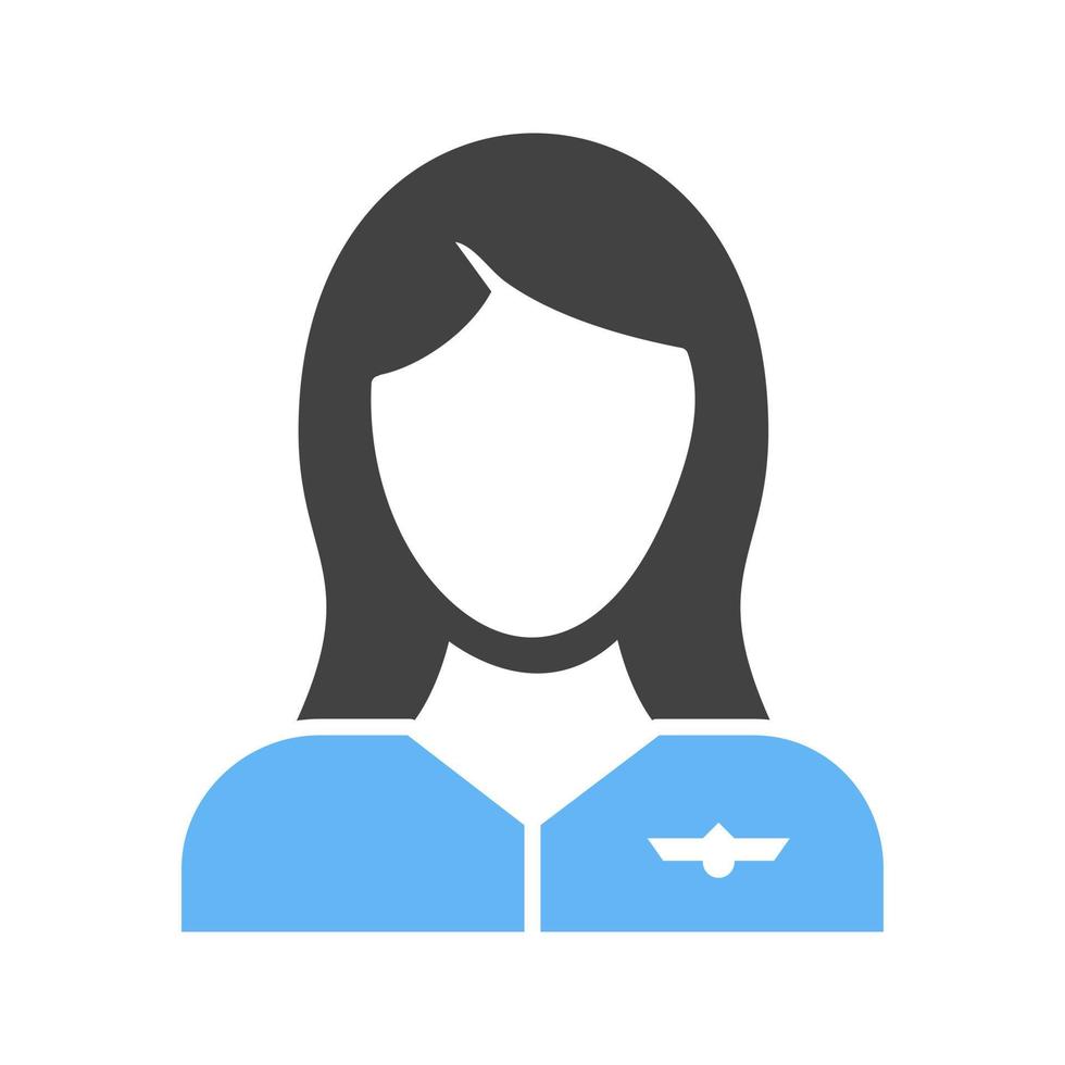 Flight Attendant Glyph Blue and Black Icon vector