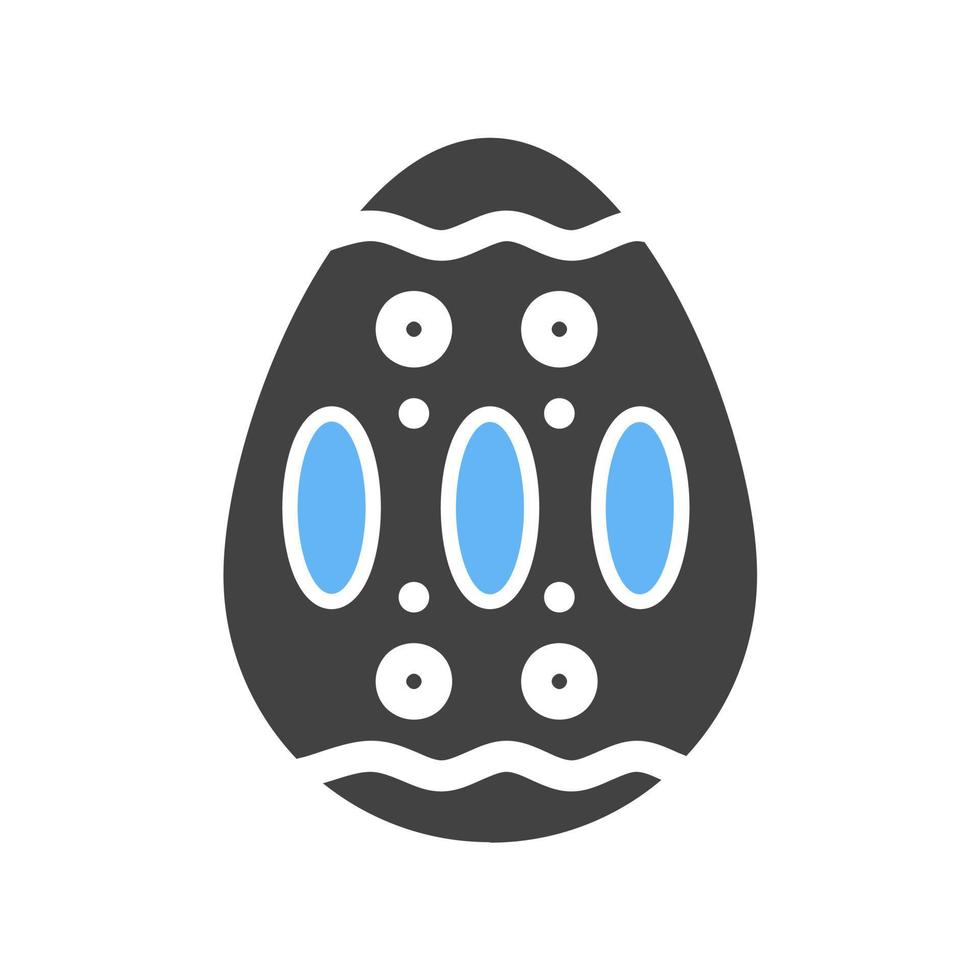 huevo de pascua v glifo icono azul y negro vector