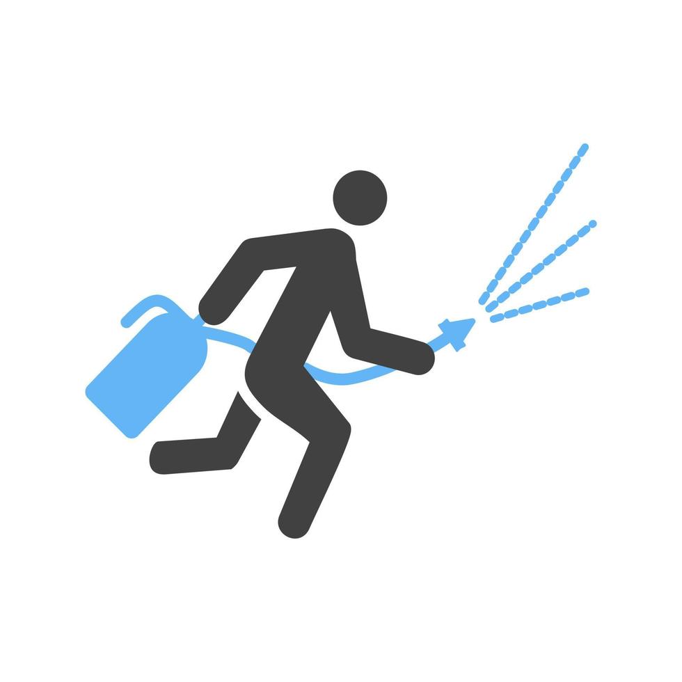 Using Extinguisher Glyph Blue and Black Icon vector