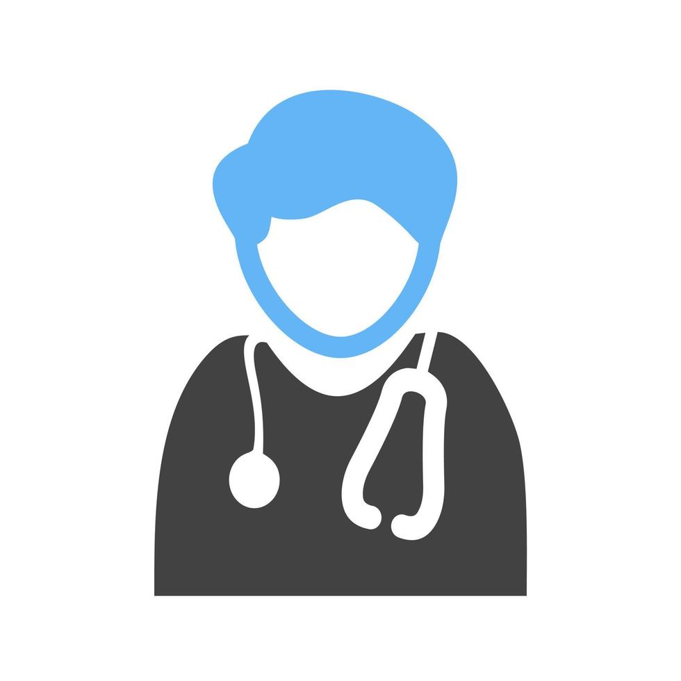 Doctor Male Glyph Blue and Black Icon vector