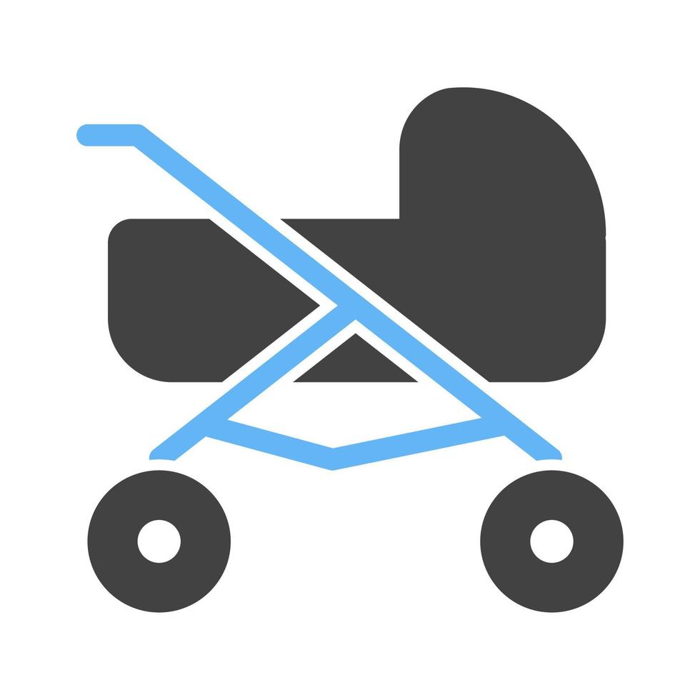 Stroller Glyph Blue and Black Icon vector