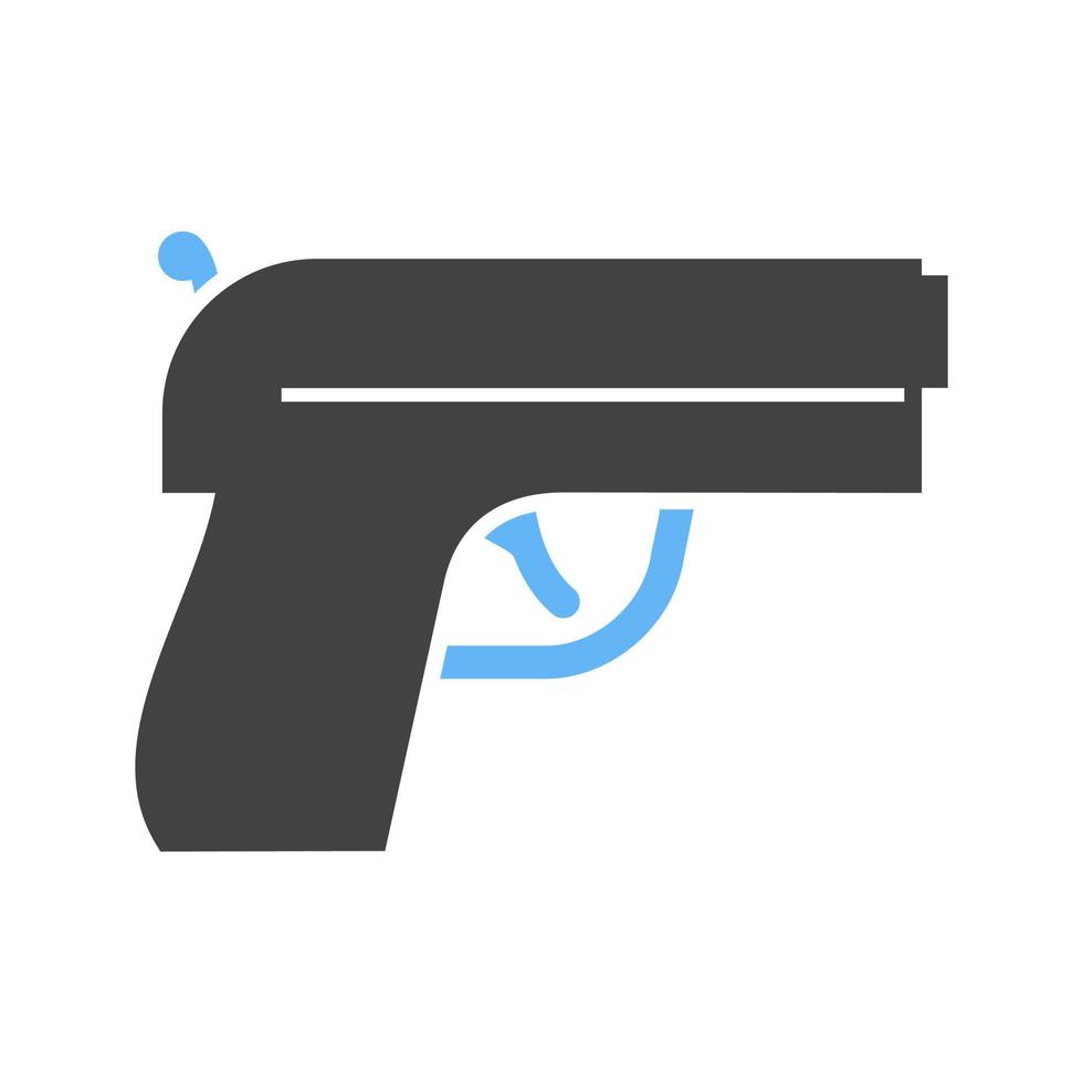 pistola glifo icono azul y negro vector