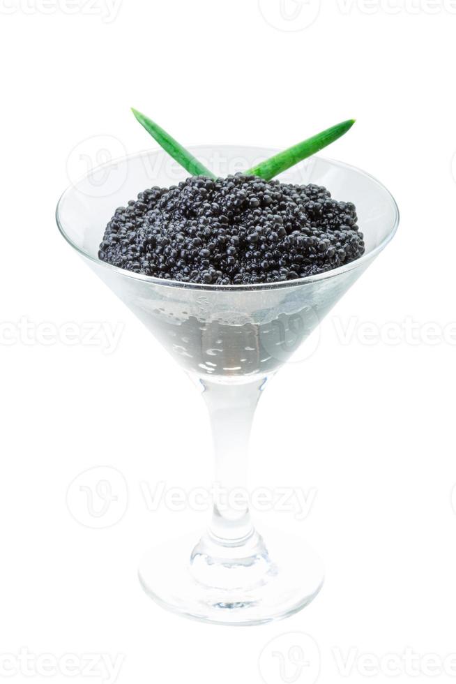 Black caviar on white background photo