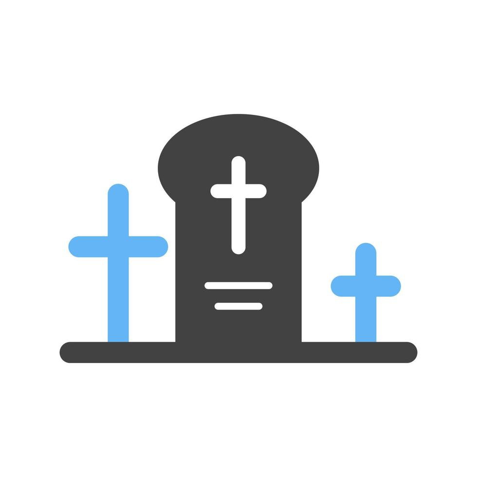 cementerio glifo icono azul y negro vector