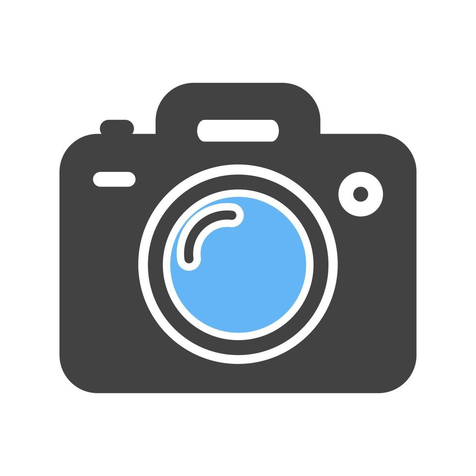 Camera Glyph Blue and Black Icon vector