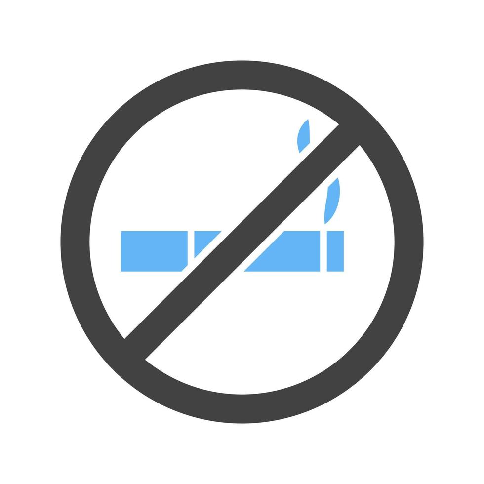 No Smoking Glyph Blue and Black Icon vector